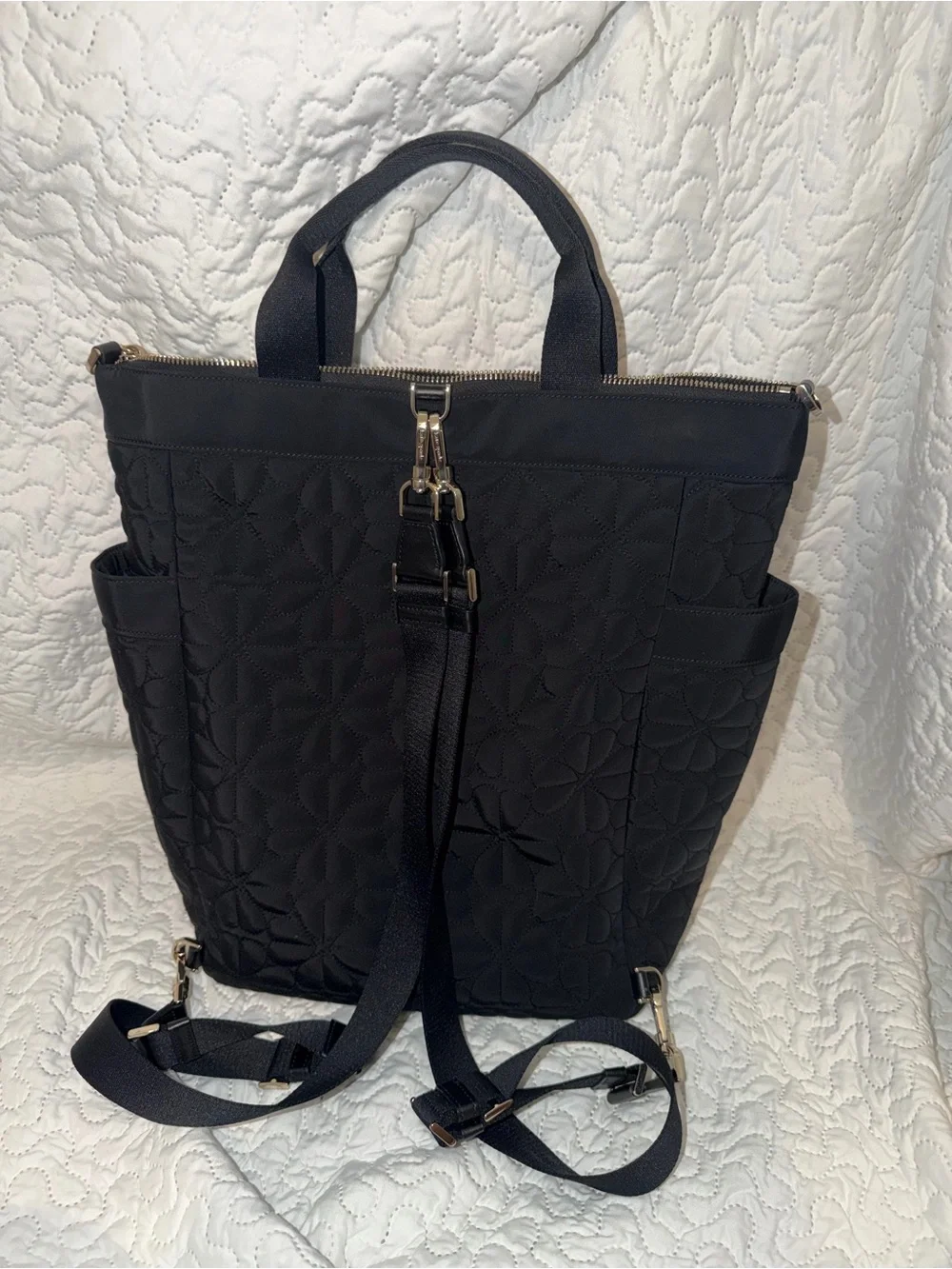 Kate Spade Flower Quilted Convertible Tote-Backpack with Gold Hardware - Picture 4 of 9